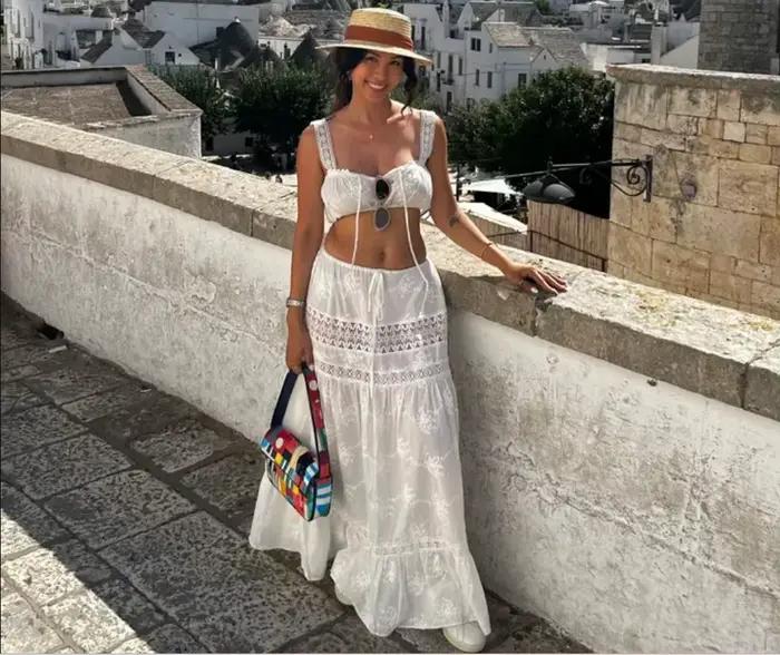 Tenue d'été blanche pour femmes, jupe longue de jardin botanique