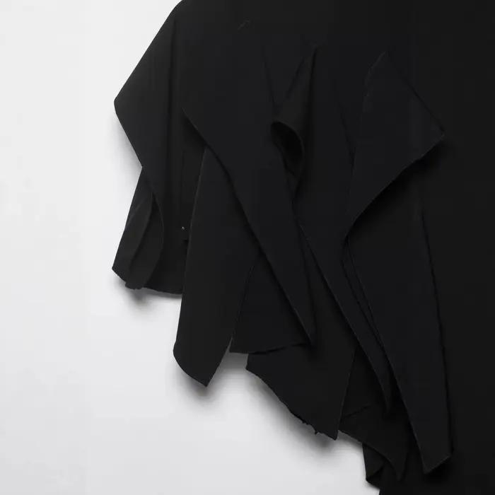 Jupe asymétrique mi-taille unie à superpositions décoratives pour femme, confortable, style décontracté pour le quotidien, en tissu polyester