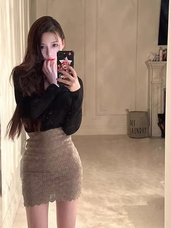 CoAdvantages-Mini jupe en dentelle pour femmes
