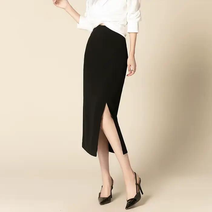 Jupe crayon taille haute avec ourlet fendu pour femme