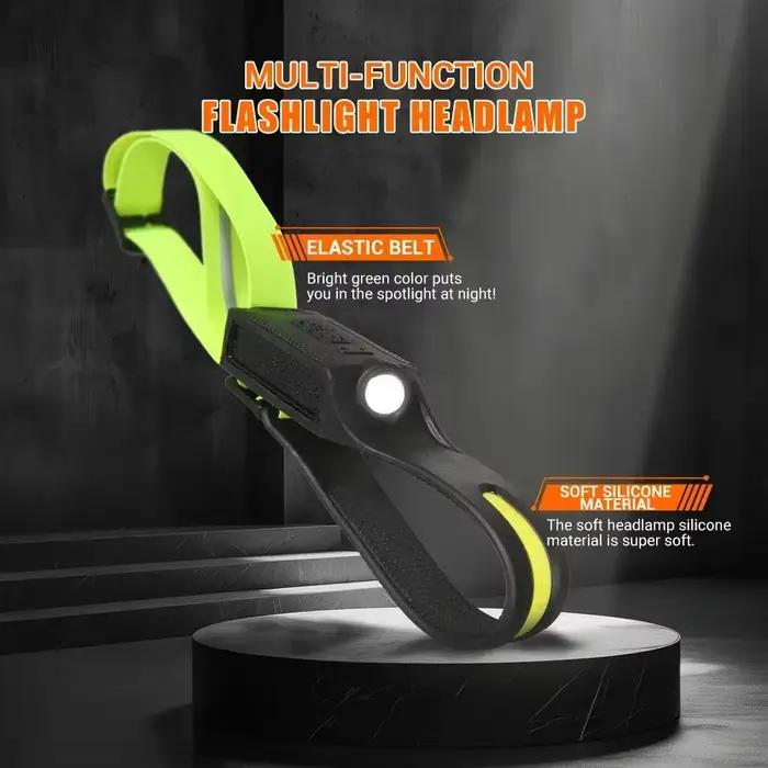 Lampe frontale LED rechargeable à 3 modes d'éclairage, lampe de poche avec batterie intégrée, lumière courante pour Camping en plein air, lampe de secours