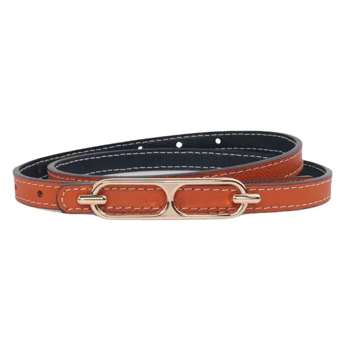 Ceinture fine en cuir véritable pour femme, ceinture décorative pour jupe, style simple, boucle en alliage, accessoire de mode pour femme