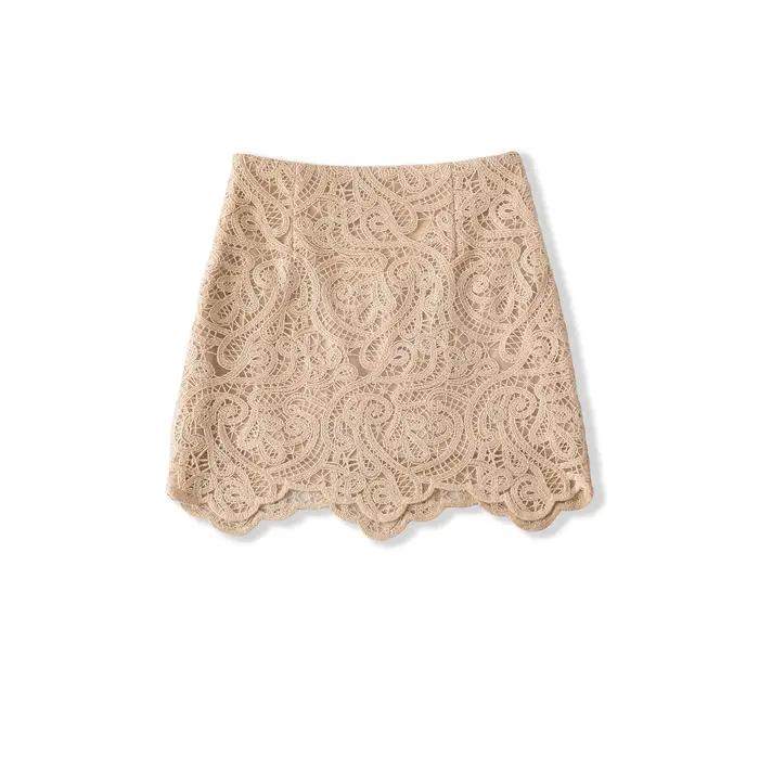 Jupe française Vintage en dentelle pour femmes