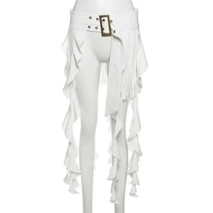 Mini-jupe irrégulière à volants et franges, ajustable, sexy, avec rideau de taille, accrocheuse, décontractée, pour tenues de soirée dansante
