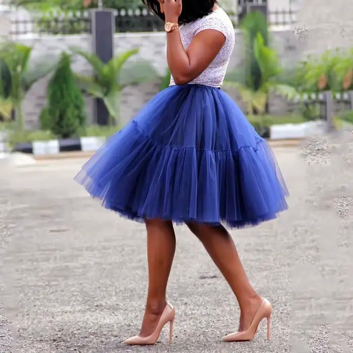 BABYONLINE jupe en Tulle moelleuse jupon adulte taille élastique sous-jupe couches mariée Midi Tutu jupes femmes soirée de bal