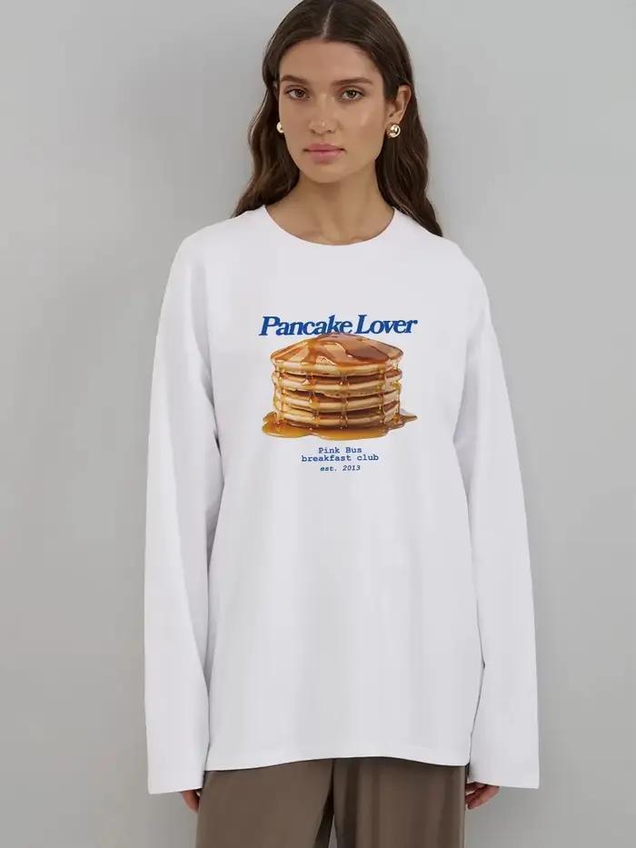 T-shirt Chic Imprimé à Manches Longues pour Femme – Nouvelle Collection Printemps-Automne 2026 – Coupe Ample 100% Coton Doux – Haut Quotidien