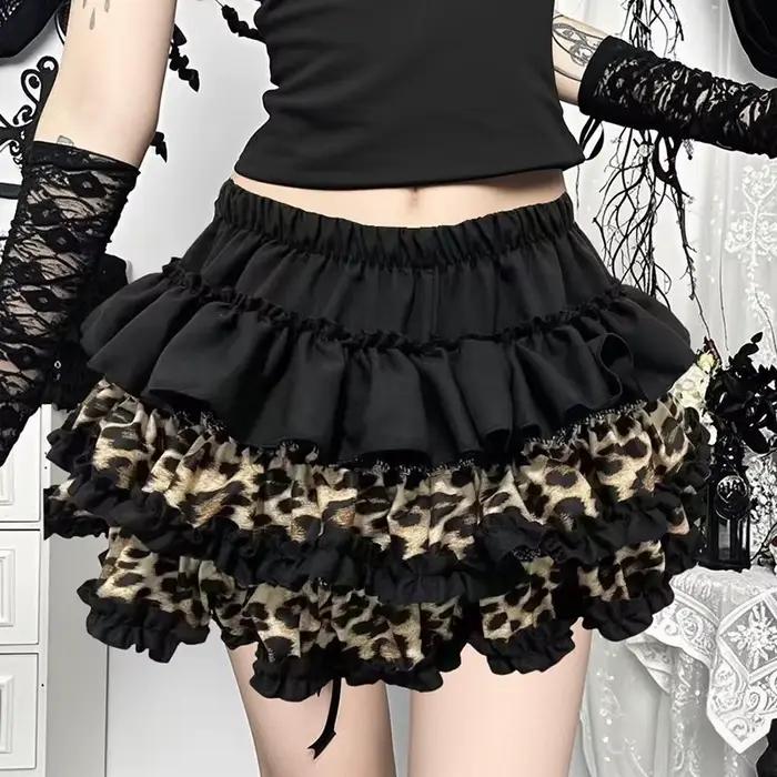 Y2K léopard Sexy jupe sous-culture femmes français Hotsweet Streetwear Patchwork Mini jupes haute rue douce mignonne