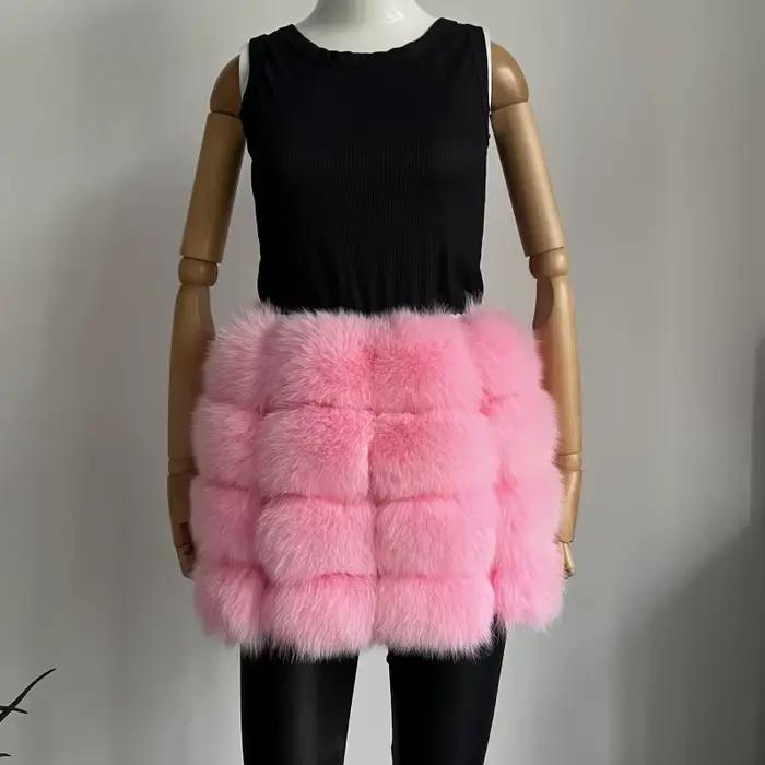 Jupe crayon courte en fourrure de renard véritable pour femme BEIZIRU, élégante et chaude