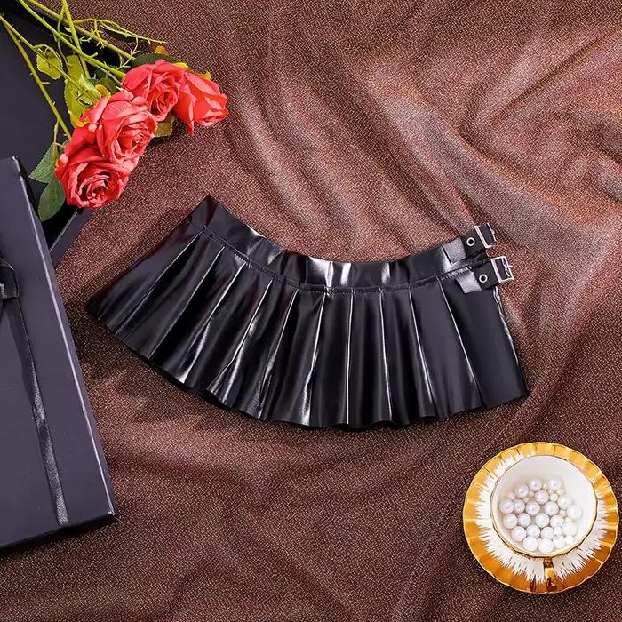 Jupe plissée sexy en similicuir PU pour femme, mini-jupe basique unie taille basse, jupe de nuit féminine, micro-jupe bikini, jupe de boîte de nuit