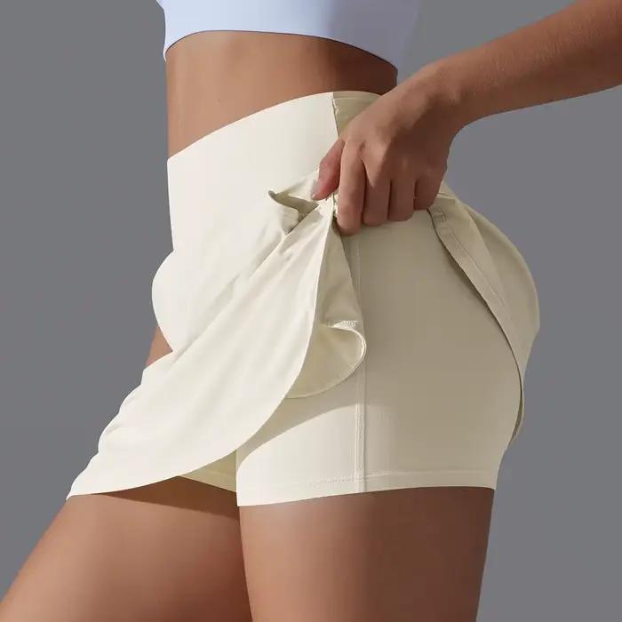 Mode femmes jupes de Tennis 2 en 1 séchage rapide taille haute Shorts Fitness course Golf Badminton Anti-exposition jupe vêtements de sport