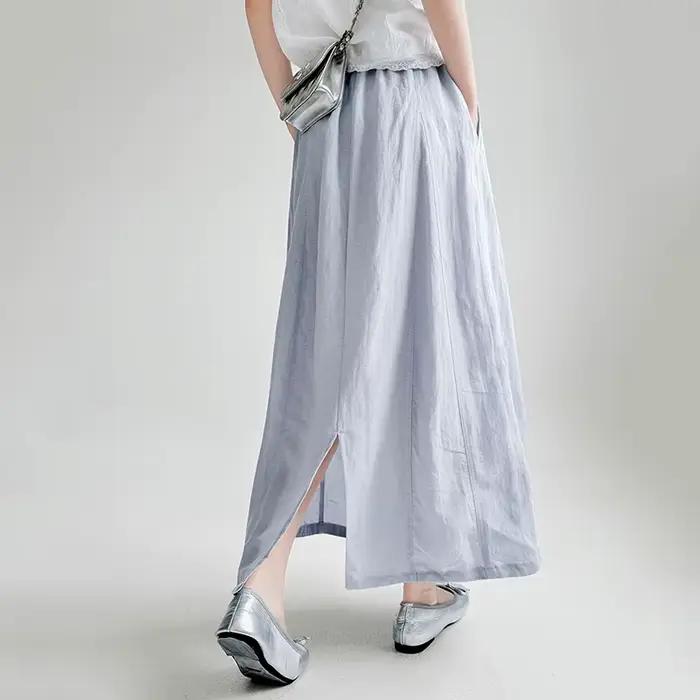 Nouvelles jupes longues décontractées japonaises en coton et lin pour femme