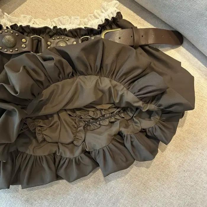 Jupe bustier pour femme, automne, taille haute, jupe tutu en forme de A, jupe plissée avec empiècements en dentelle et ceinture