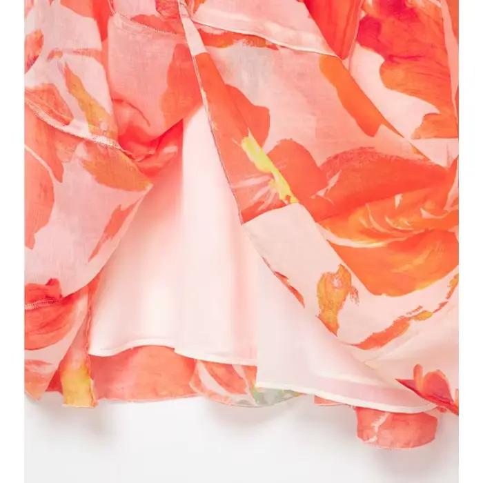 Jupe midi femme imprimé floral taille mi-haute fermeture éclair latérale coupe trapèze mode décontractée pour les vacances