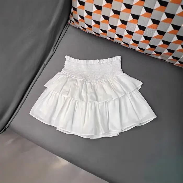 Mini jupe trapèze en mousseline de soie blanche
