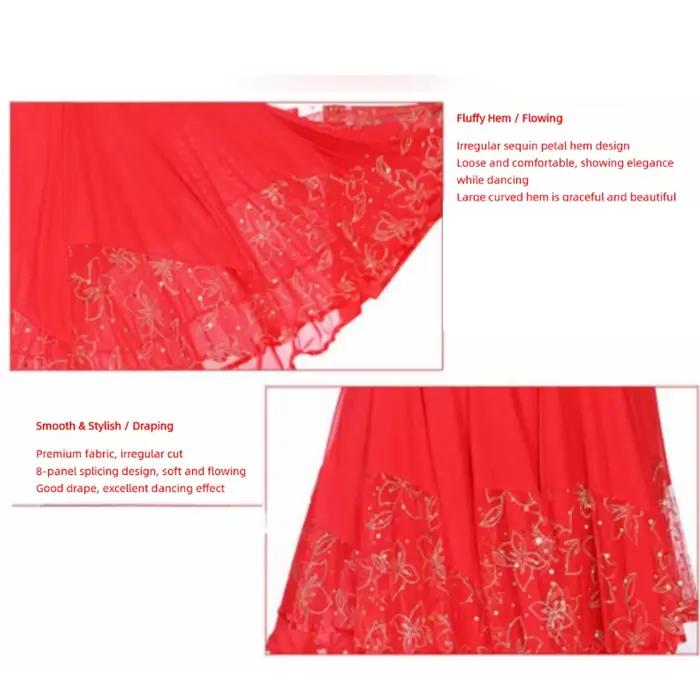 Jupe longue élégante pour femme, costume de danse latine, de bal et de rave