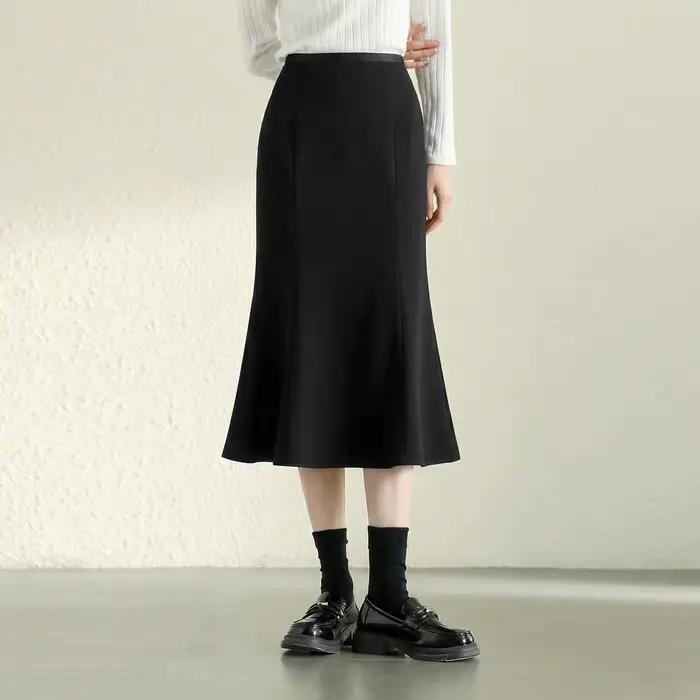 Jupe Sirène Sentubila en tricot doublée polaire, pour femme, élégante silhouette sirène, douceur et chaleur hivernale, idéale pour les soirées et les journées confortables
