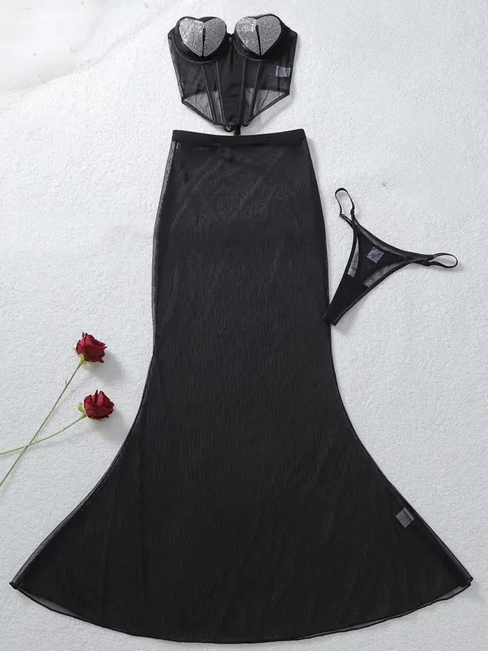Jupe longue sirène noire Belamimi taille haute