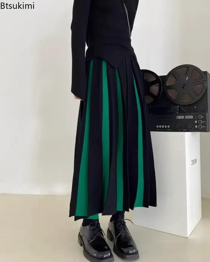 Nouveau 2026 jupes longues pour femmes automne hiver tricoté jupe trapèze noir blanc luxe