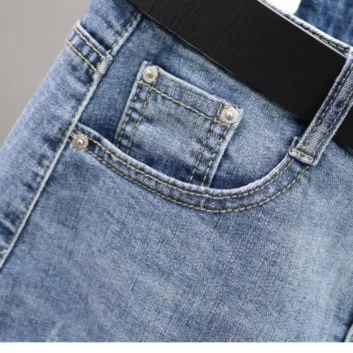 Jupe courte en jean taille haute pour femme