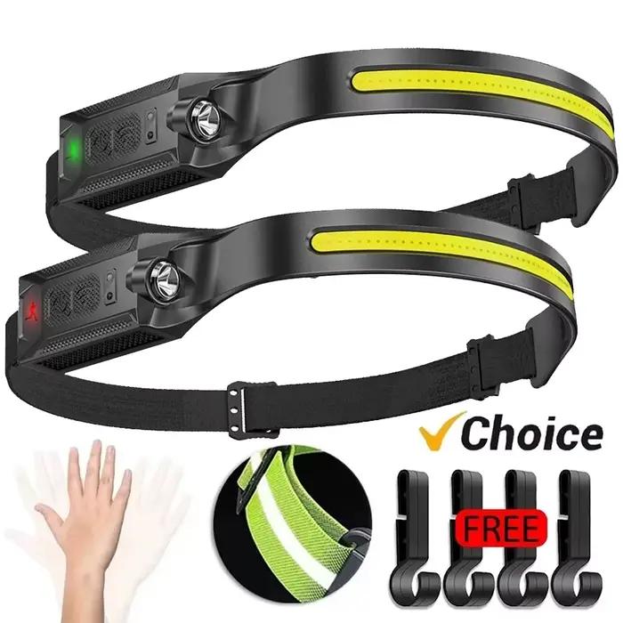 Lampe frontale LED rechargeable à 3 modes d'éclairage, lampe de poche avec batterie intégrée, lumière courante pour Camping en plein air, lampe de secours