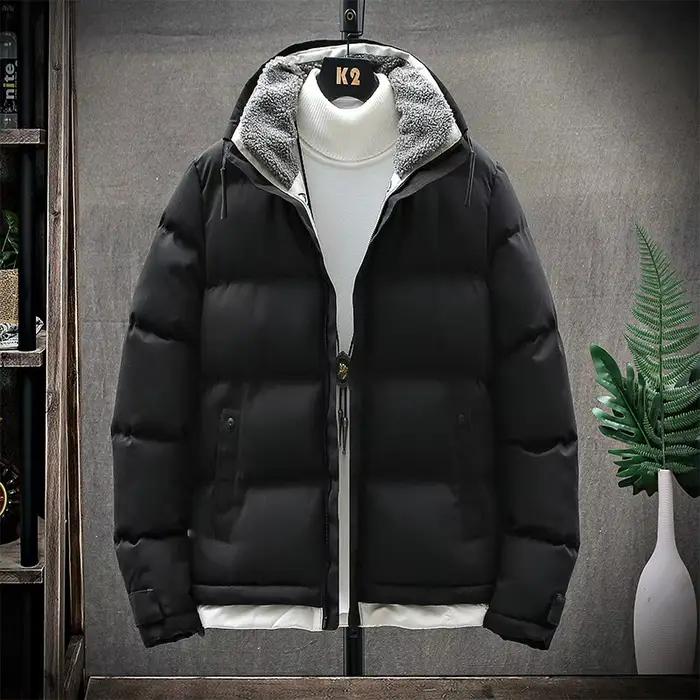Homme doudoune hiver mode épaissir chaud contraste couleur mâle vêtements d'extérieur col rabattu à manches longues confortable hommes manteau
