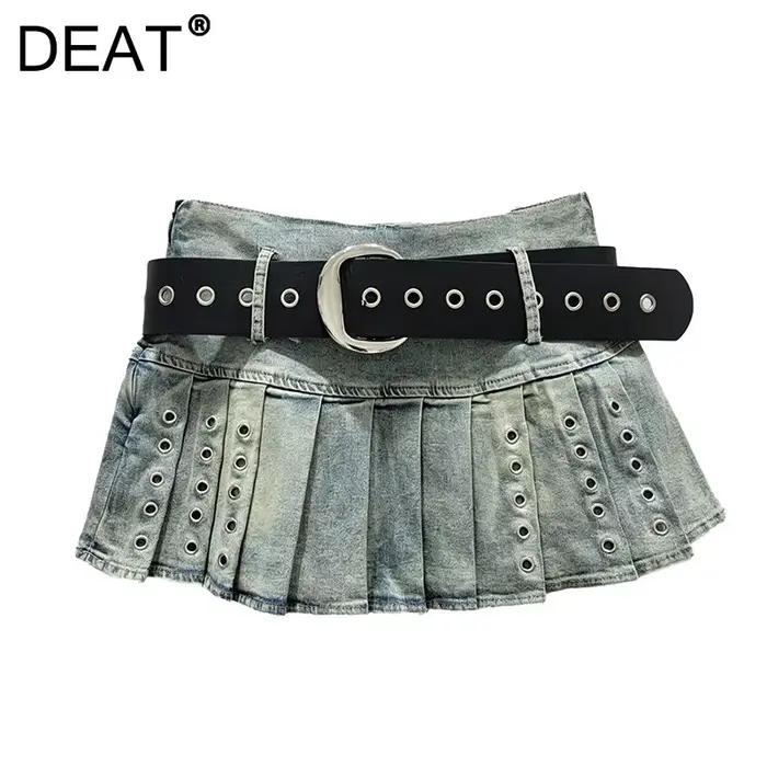 Jupe en jean plissée mini DEAT pour femme