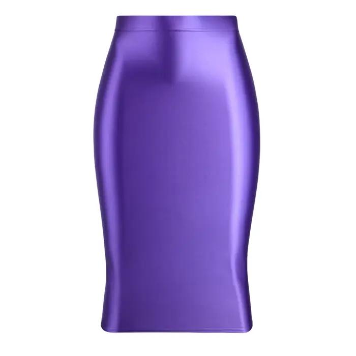 MJINM femmes Sexy brillant hanche enveloppement une étape genou longueur danse jupe professionnelle bureau
