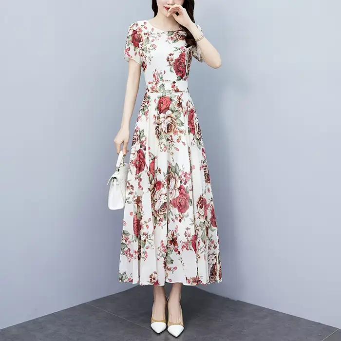 Vintage noir Chic bal Midi robes 2025 été nouvelle mode en mousseline de soie robe florale femmes élégant moulante luxe fête longue robe