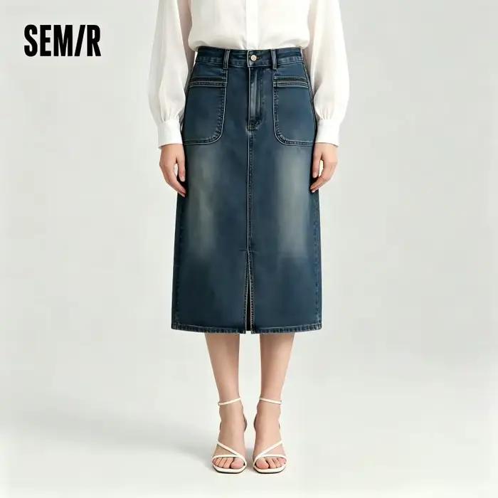 Jupe en jean fendue pour femme