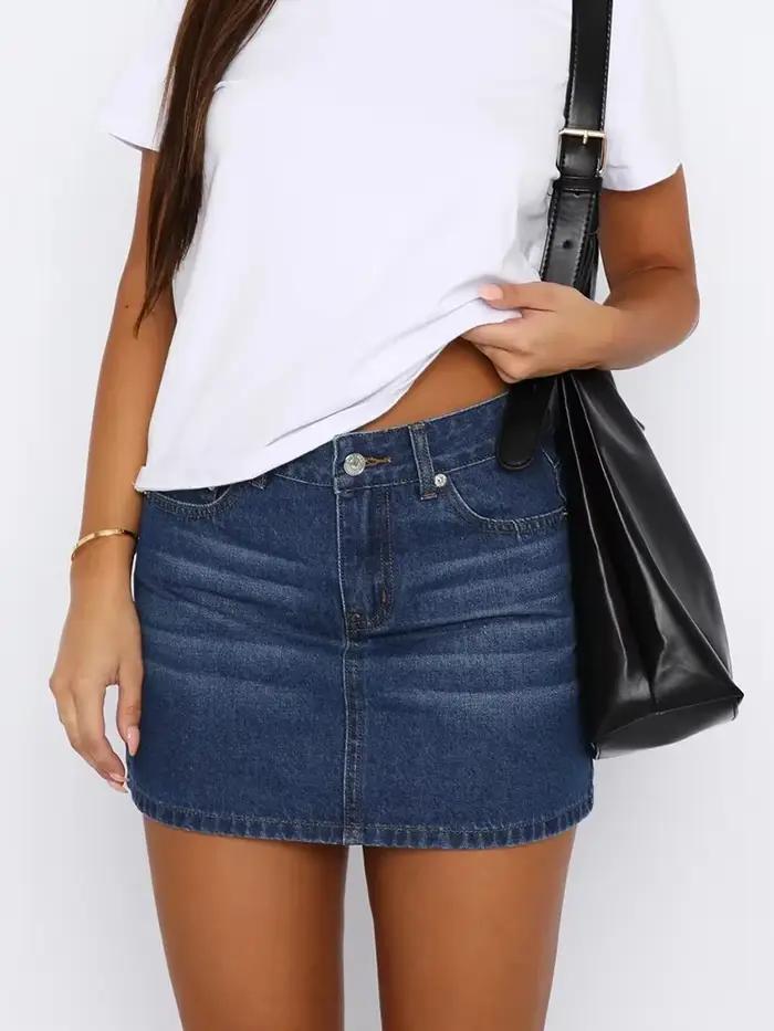 Rétro femmes Denim jupe Vintage taille haute mince Sexy Mini jupes été Streetwear décontracté tout Match dame jean