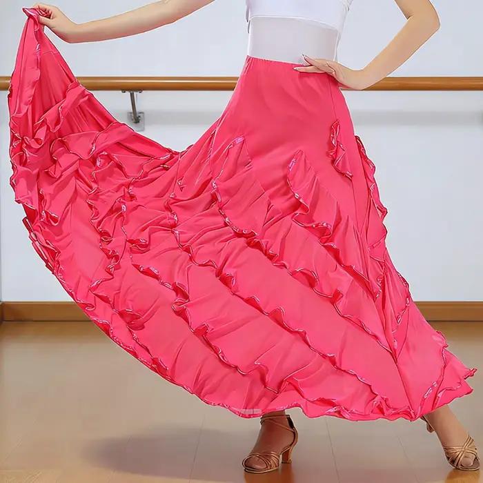 Jupe longue élégante pour femmes, idéale pour la danse latine, la danse de salon et les grandes soirées.