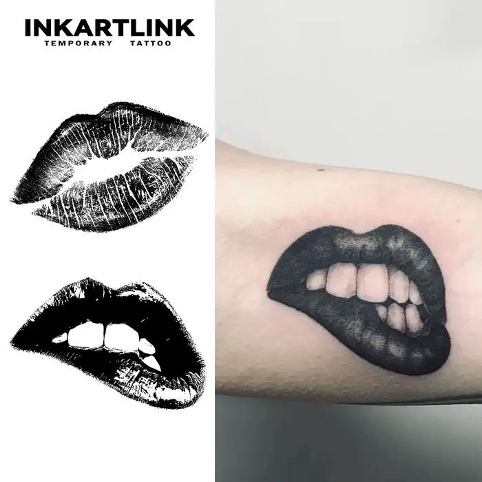 Tatouage temporaire mordant les lèvres, dure jusqu'à 15 jours, autocollant semi-permanent magique imperméable de nouvelle technologie.