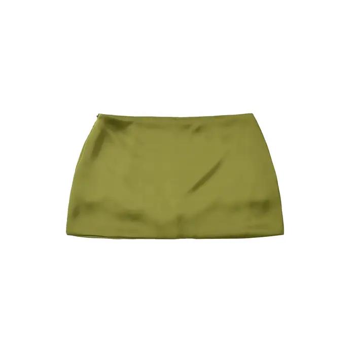 Mini-jupe pantalon femme effet satin mat