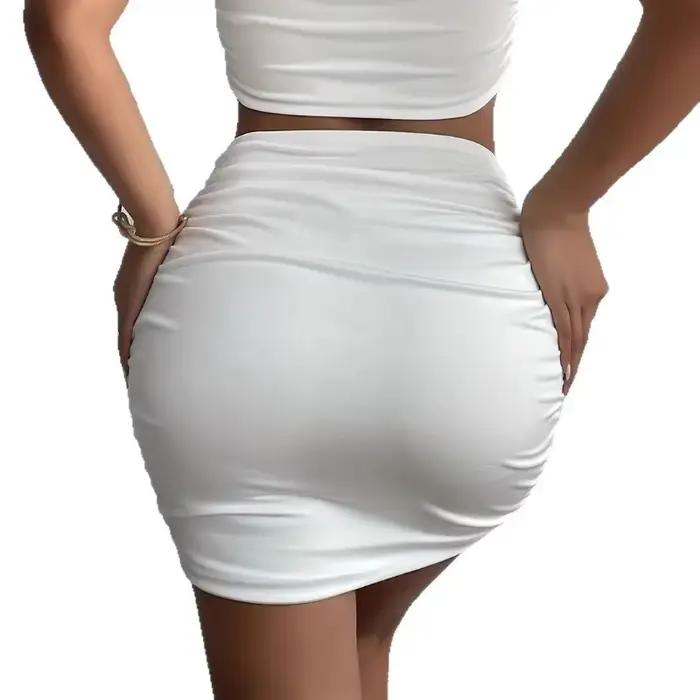 Mini-jupe moulante froncée taille haute décontractée pour femme