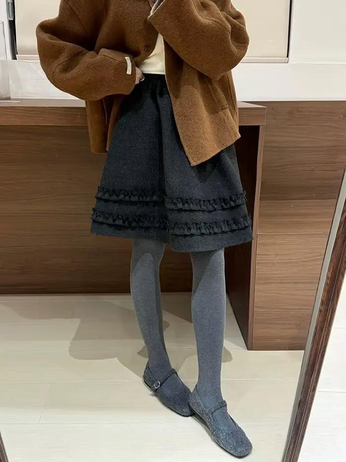 Nouvelle jupe mi-longue taille haute pour l'automne et l'hiver : un look amincissant à la cheville