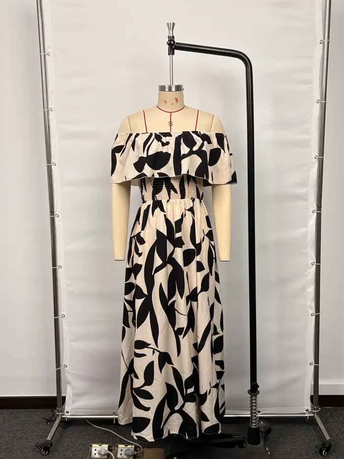 Jupe longue décontractée pour femme, taille haute, avec fente, motif floral végétal, en polyester, idéale pour l'été, les trajets quotidiens et les vacances