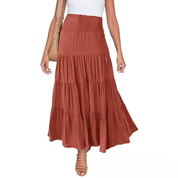 Été taille haute jupes Maxi femmes vêtements mode Ropa Mujer Faldas décontracté bohème jupe longue Saias Harajuku Streetwear
