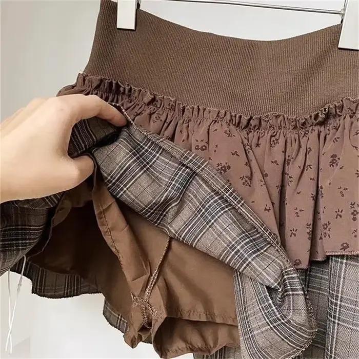 Nouvelle Mini-jupe Émoussée à Volants à Carreaux Style Punk Y2K Rock Subculture Coréen Japonais Preppy Décontractée 2026 pour Femme