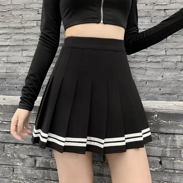 Vintage Style coréen Patchwork jupe Harajuku JK noir jupes plissées gothique Streetwear taille haute Mini