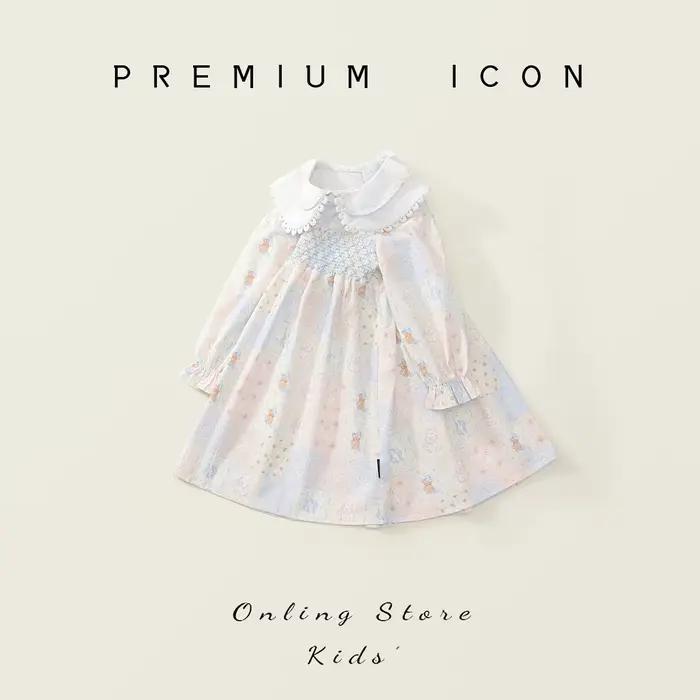 Robe à col pour filles, nouveau Style, vent doux, manches longues, robe de princesse imprimée pour bébés filles, printemps 2025