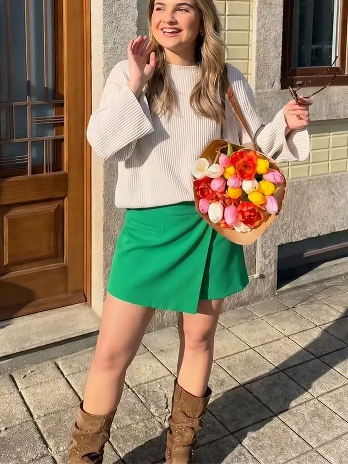 Mini-jupe short asymétrique taille haute pour femme avec fermeture éclair latérale – Élégante et chic pour l'été