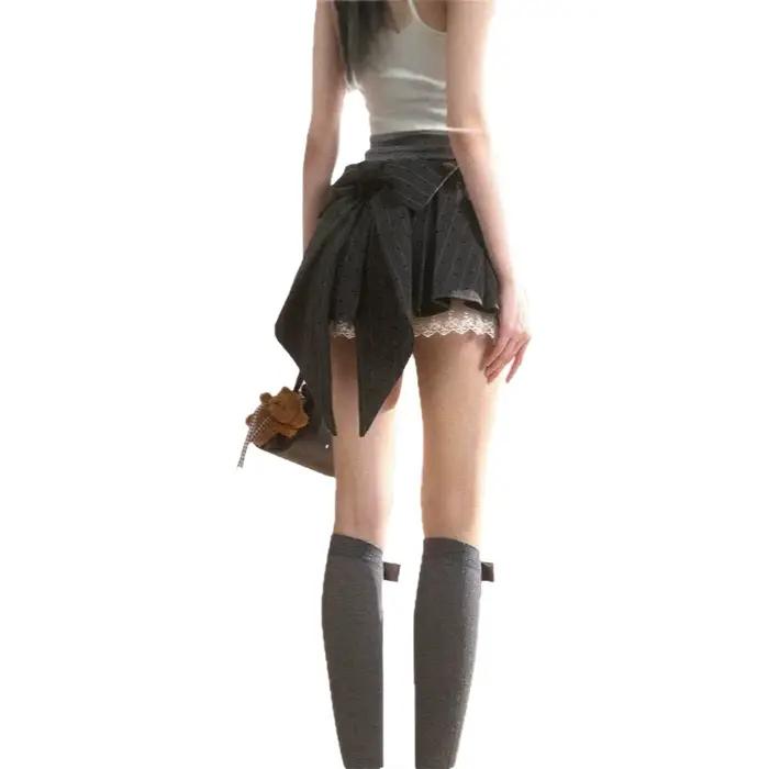 Jupe Mi-Longue Plissée Style Universitaire Motif Pois Avec Nœud Papillon Anti-Transparence Pour Femmes Occasions Spéciales Élégante Polyvalente Durabilité Comfortable