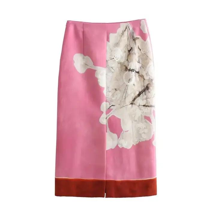 Jupe trapèze à fermeture éclair taille moyenne pour femme