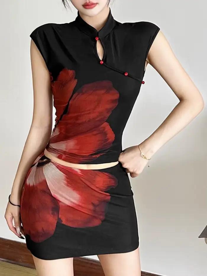 Ensemble De jupe à imprimé Floral pour femmes