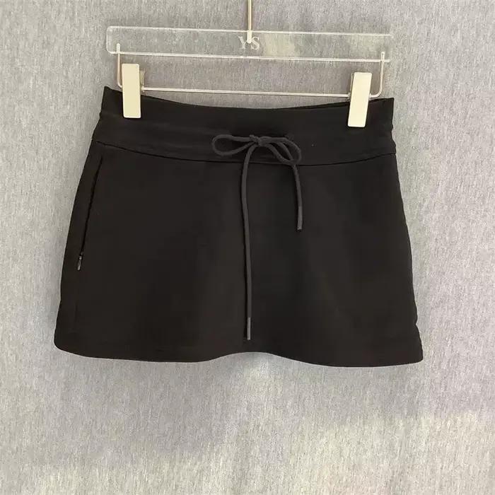 MEXZT Streetwear Mini jupe femmes mode coréenne noir cordon jupes été Preppy taille haute basique décontracté une ligne Faldas nouveau