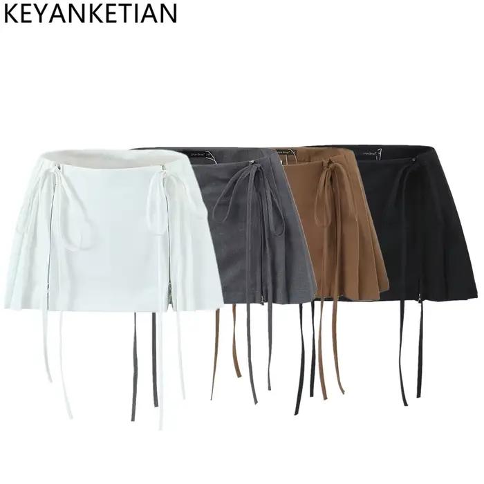 EllYANEllTIAN-Mini Jupe Trapèze Plissée pour Femme