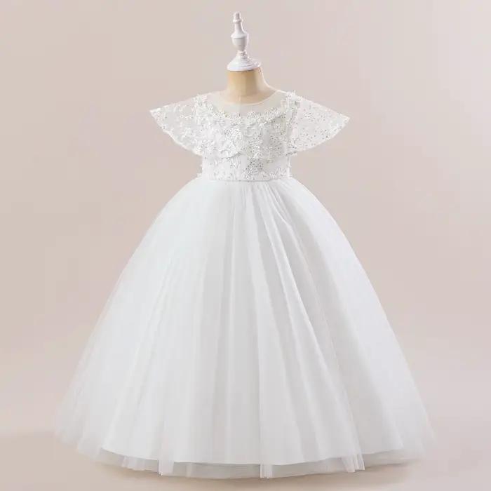 Robes longues de demoiselle d'honneur blanches élégantes pour filles