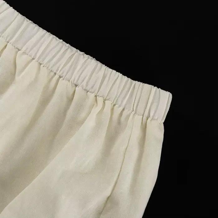 Été ample Beige coton 2 pièces ensembles femmes tenue 2025 décontracté demi manches chemise avec taille haute Mini jupe