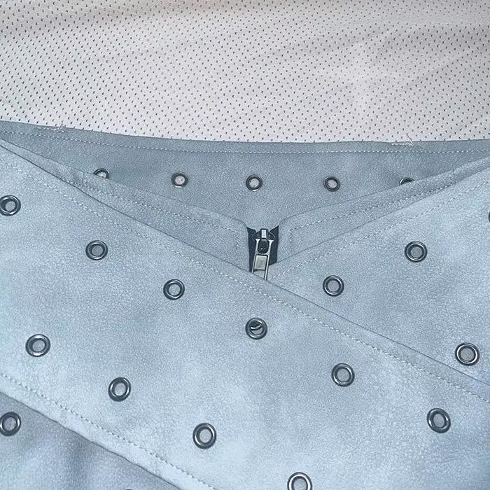 KUCLUT mode usé ceinture croisée en cuir taille basse Mini jupe pour les femmes polyvalent Style de moto enveloppé jupes de hanche 1A568