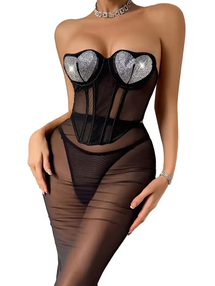 Jupe longue sirène noire Belamimi taille haute
